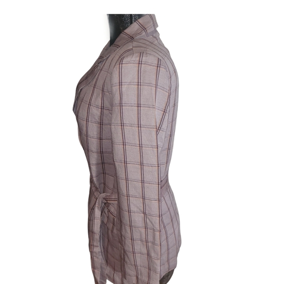 Frank & Oak Plaid Linen Blend Blazer with Matching Belt M - Picture 6 of 8